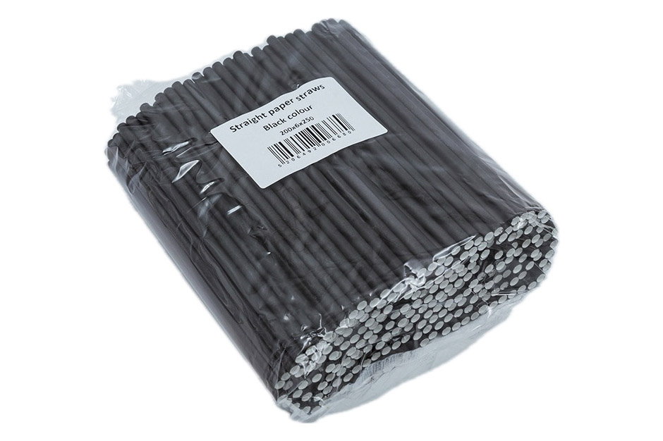 Papirne slamčice crne 200x6mm 2501