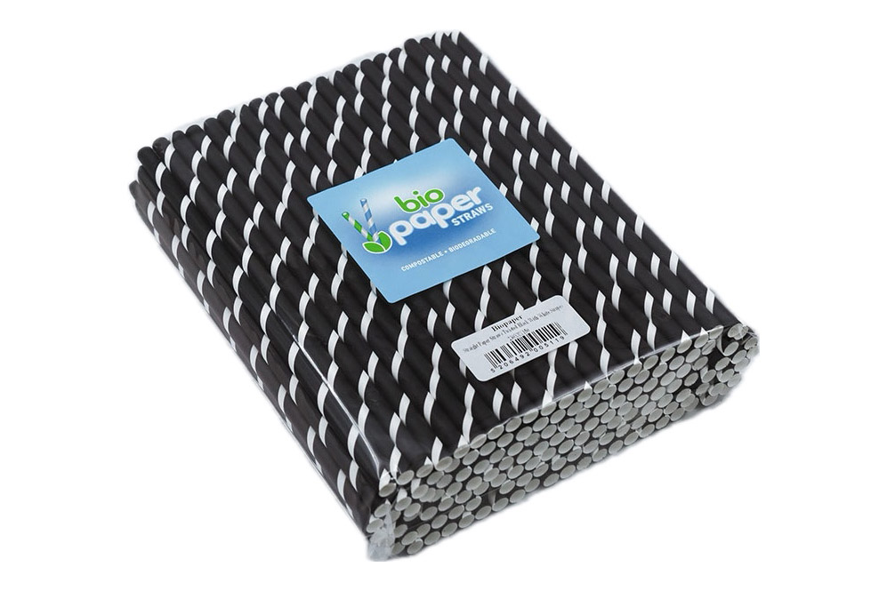 Papirne slamčice crno-bijele 230x8mm 1501